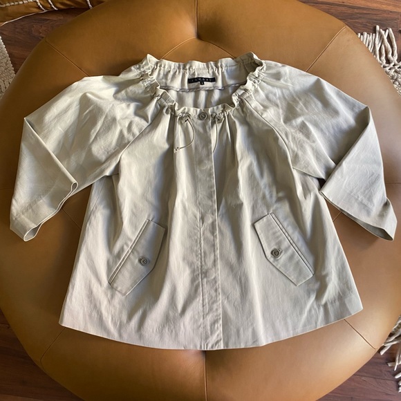 Theory Jackets & Blazers - Theory Cropped Jacket Coat Women’s Size Small Beige Cream Drawstring